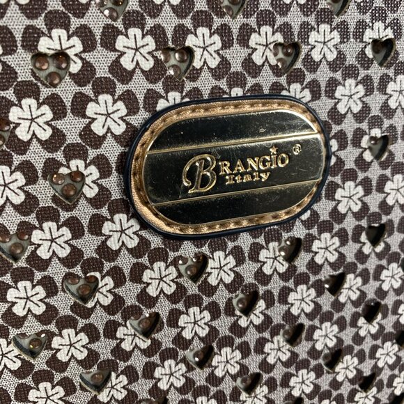 Brangio Italy Embellished Floral Print Handbag Detachable Strap Gold Accents - Picture 2 of 16